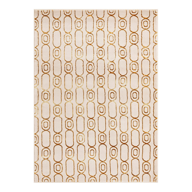 Tapis noir et doré Latitude Run® Colonne Nikica, Rectangle 5 pi 3 po x 7 pi 1 po