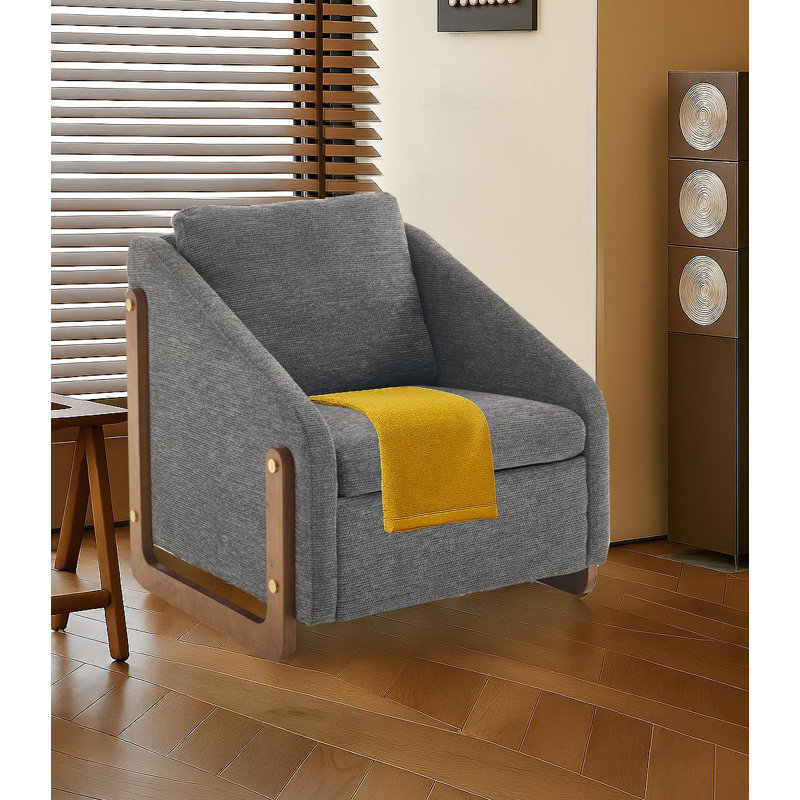Chaise avec accoudoirs rembourrés Modern Chenille, Gris