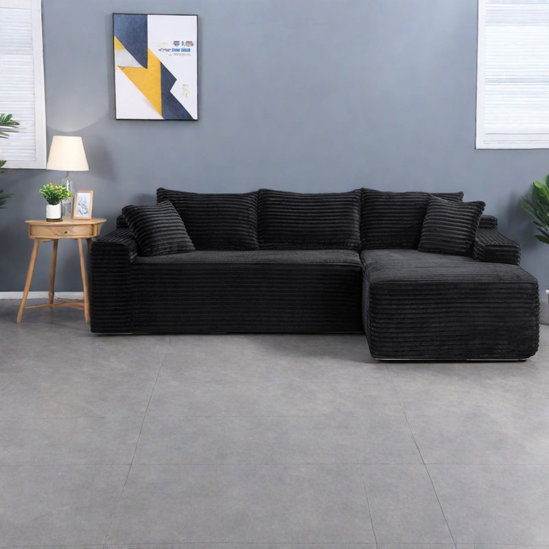 Canapé modulaire à compression en L en velours côtelé pour salon à la maison