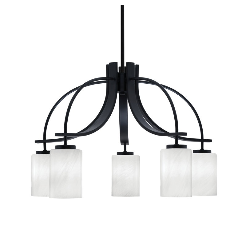 Lustre Cavella, H 16,5 po x l 25,25 po x P 25,25 po, Noir mat, 5