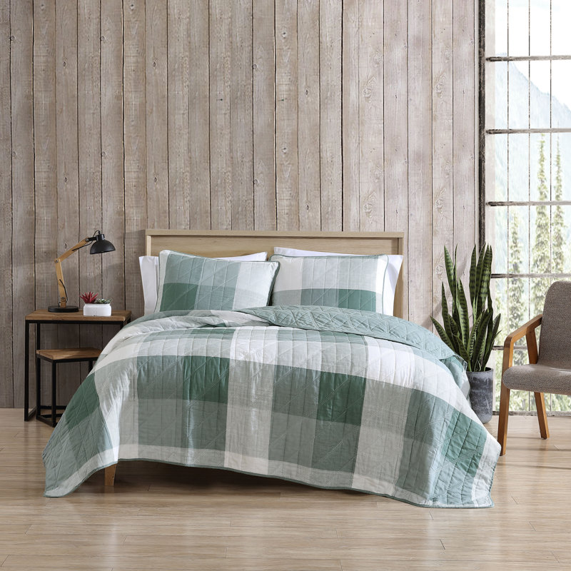 Ensemble de courtepointe Eddie Bauer, Courtepointe très grand + 2 taies décoratives, Vert