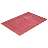 Tapis rose en laine noué à la main Haydon 4 pi 3 po x 6 pi 0 po