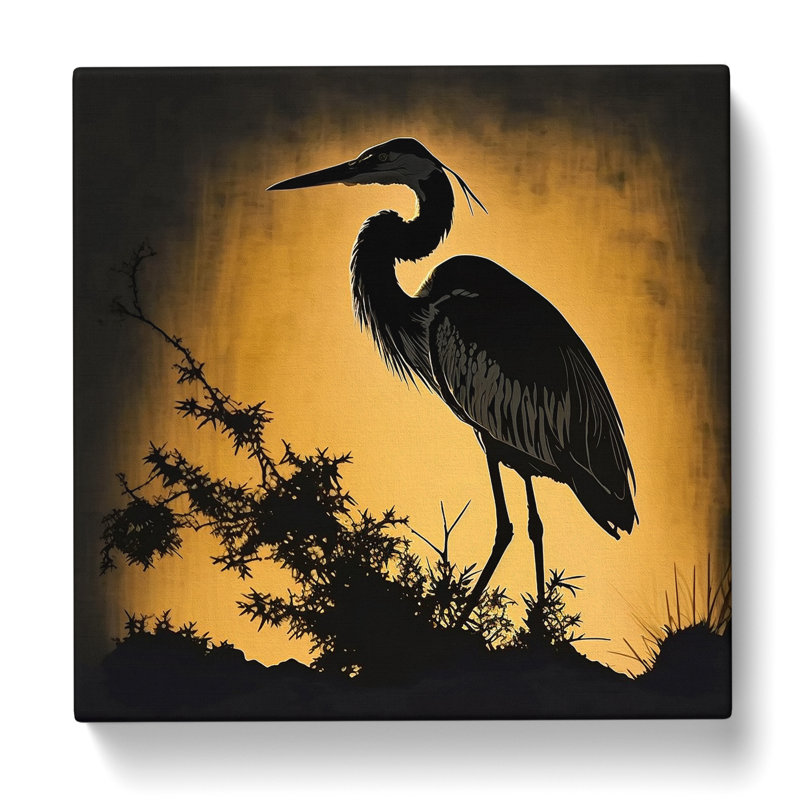 Heron Silhouette - Wrapped Canvas, 50cm H x 50cm W x 3cm D