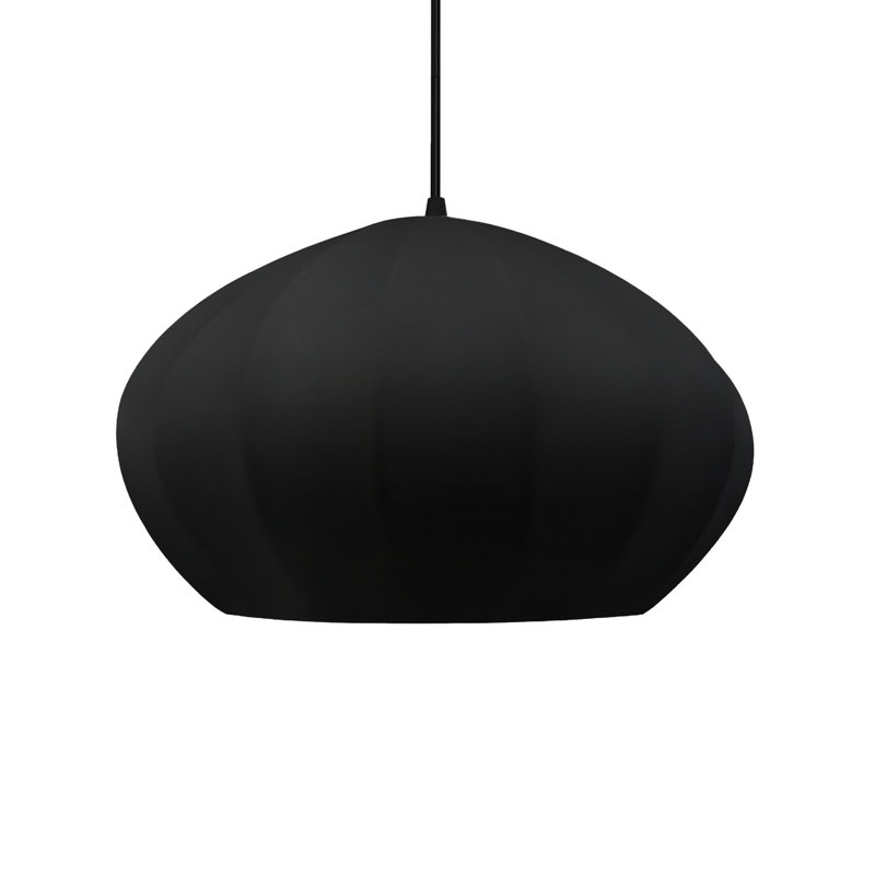 Radiance - Luminaire suspendu ovale cannelé 1 lumière - Noir mat carbone avec intérieur champagne doré - Noir mat - DEL dédiée - Cordon noir