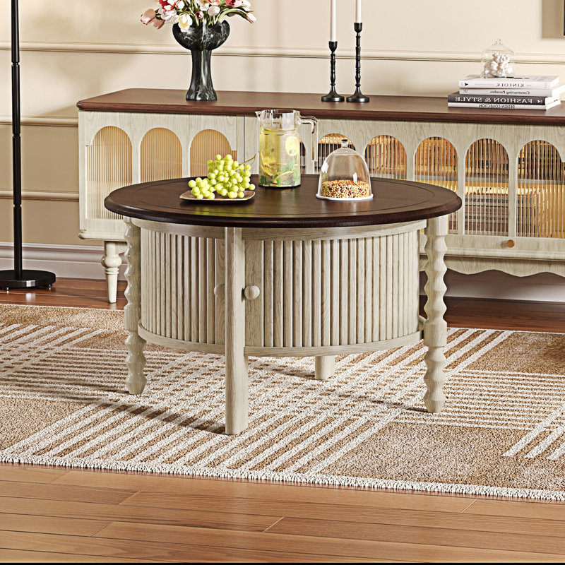 Table basse ronde avec rangement, Espresso