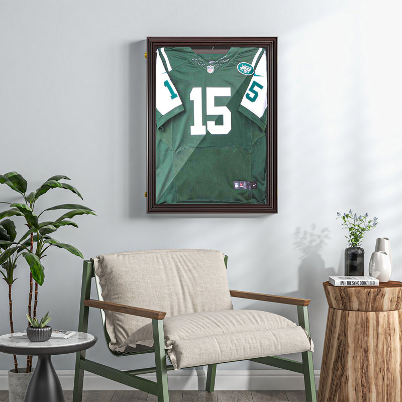 Brown Lockable Wall Mounted Acrylic Jersey Display Case