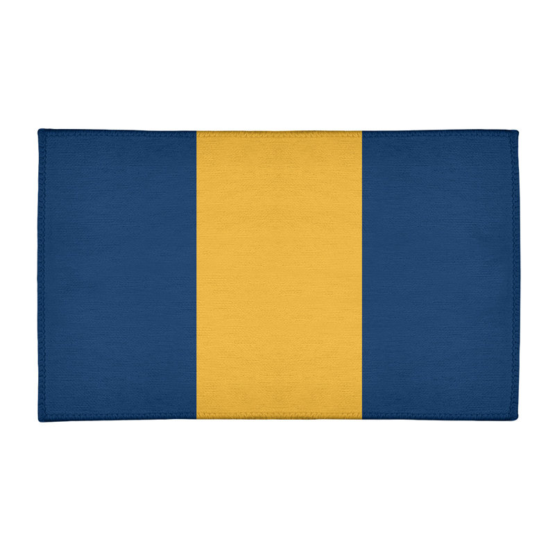 Tapis à rayures bleu marine/doré, Rectangle 4 pi x 6 pi