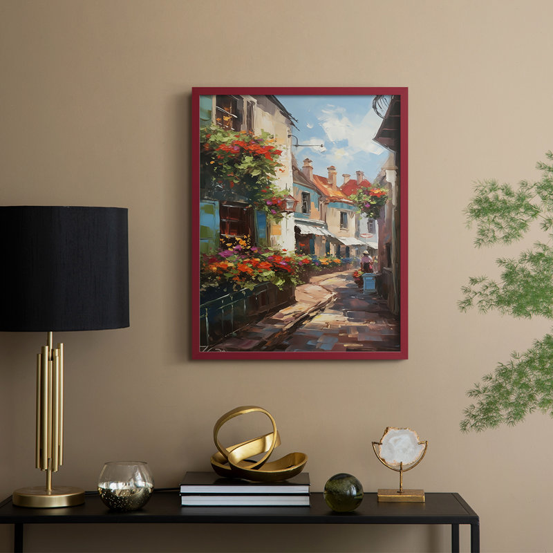 LANDSCAPES Series CCLV III, reproduction encadrée - bois massif, H 15 po x l 12 po, Rouge