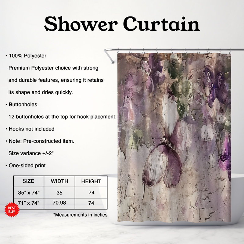 Brigham Floral Shower Curtain, 74"H x 71"W