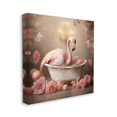 " Flamingo In Rose Filled Tub " by Lazar Studio