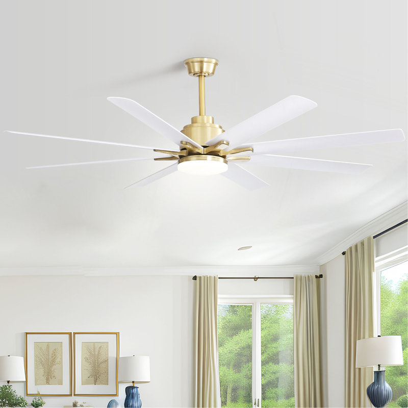 Ventilateur de plafond 66 pouces à profil bas en ABS avec lumières à intensité variable et télécommande intelligente à 6 vitesses pour un moteur à courant continu