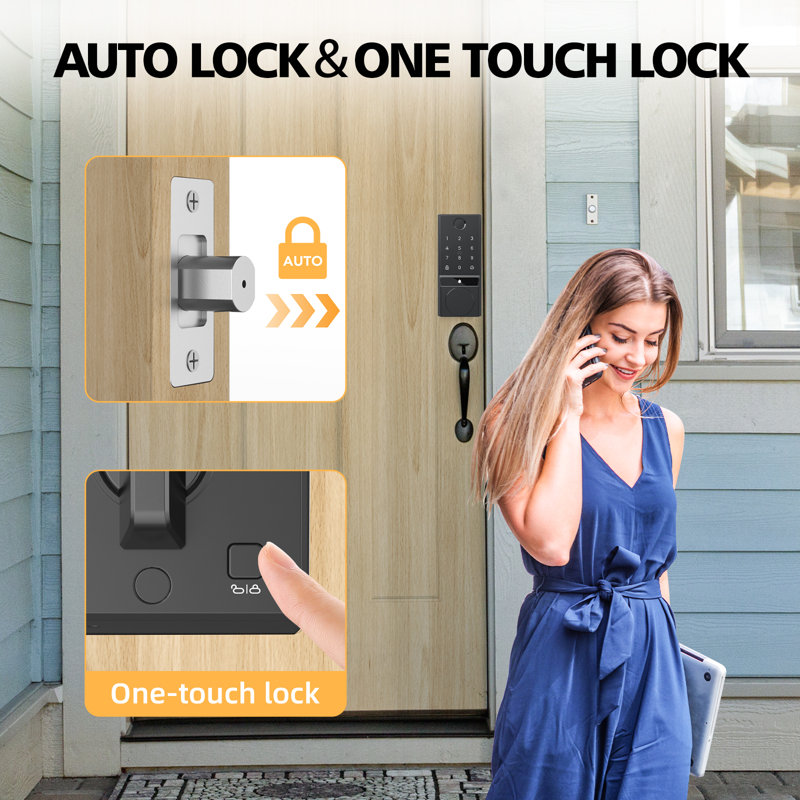 Smart Lock Touchscreen Single Cylinder Deadbolt with Smartkey Security, Satin Nickel