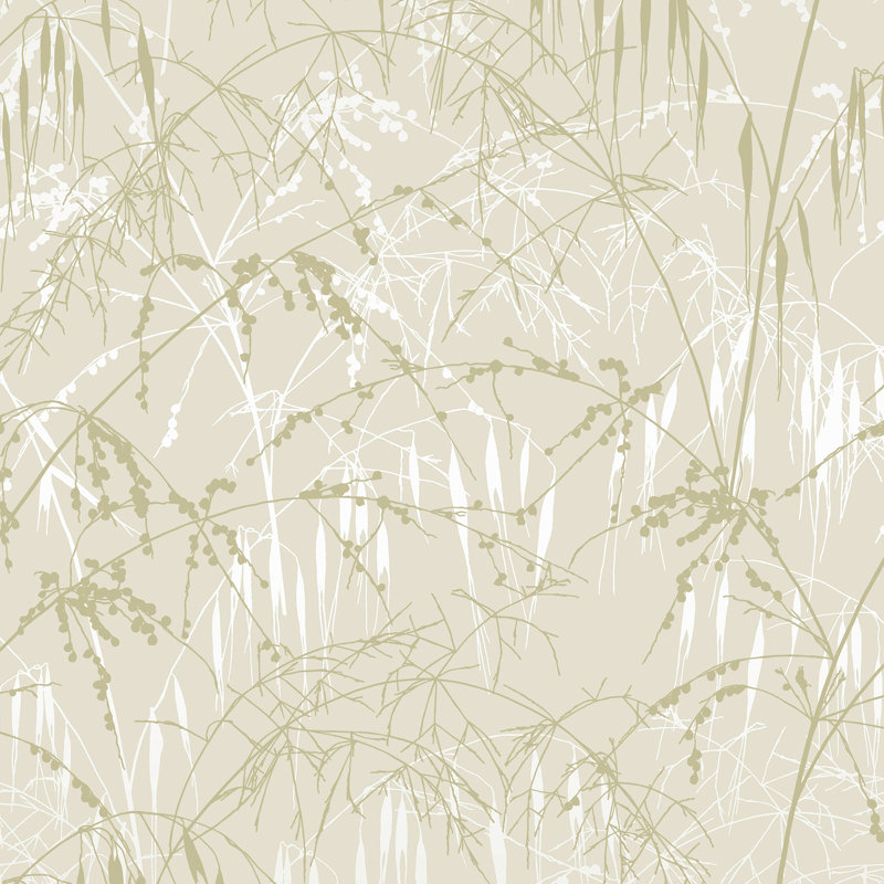 Clarissa Hulse Meadow Grass Olive Wallpaper, Cream