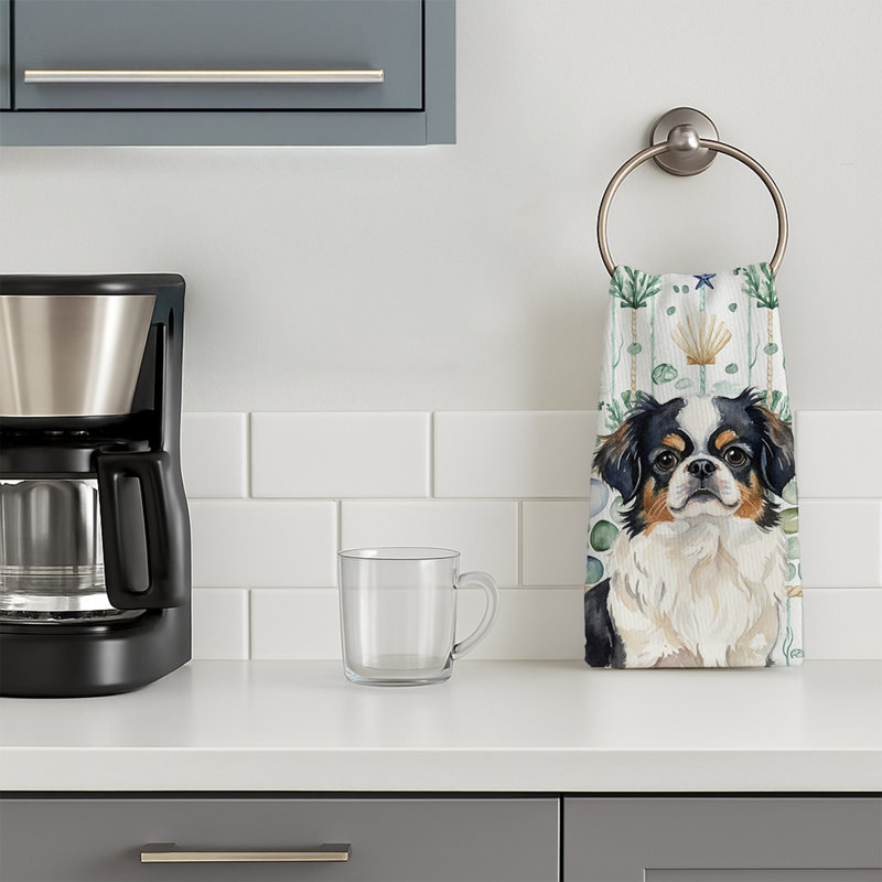 Tricolor Japanese Chin Coastal Sea Glass Kitchen Towel, Tricolor Japanese Chin
