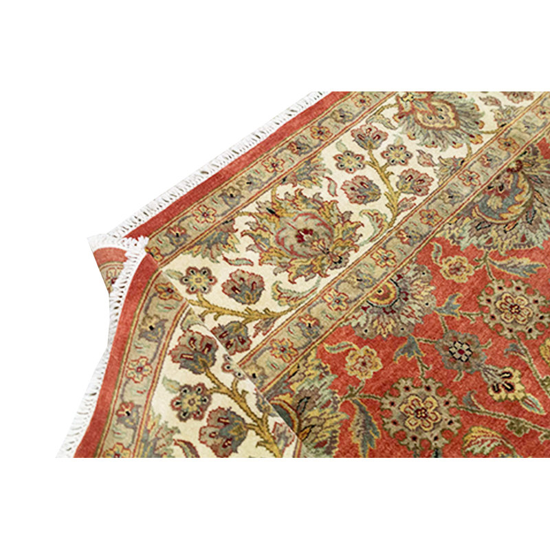 Tapis rouille et crème noué à la main de haute qualité