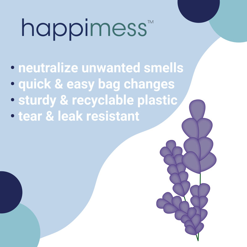 happimess Lavender Scented Drawstring Trash Can Liner 60 Count, 7.9 Gallons