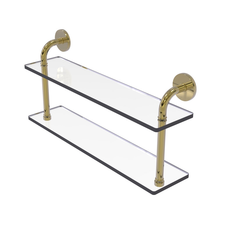 Tioga 2 Piece with Towel Bar, Unlacquered Brass, 11"H x 22"W x 5"D