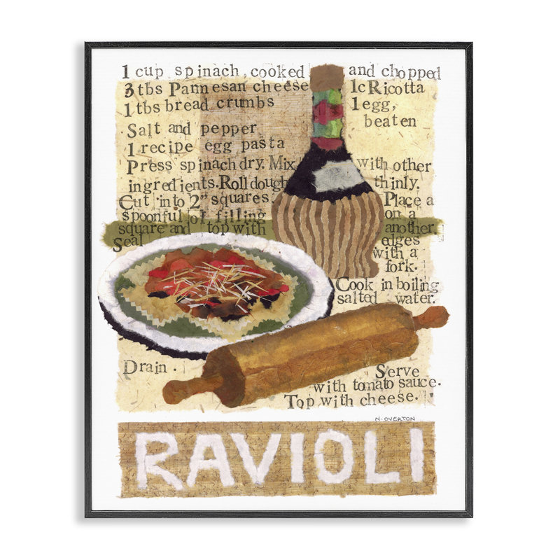 Art rétro de raviolis par Nancy Overton, Giclée encadrée noir minuit, H 30 po x l 24 po