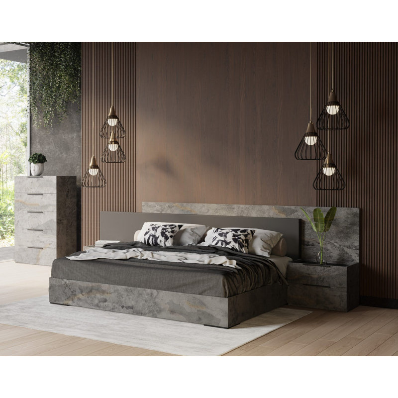 Araddhna 5 Piece Upholstered Faux Leather Bedroom Set, Queen