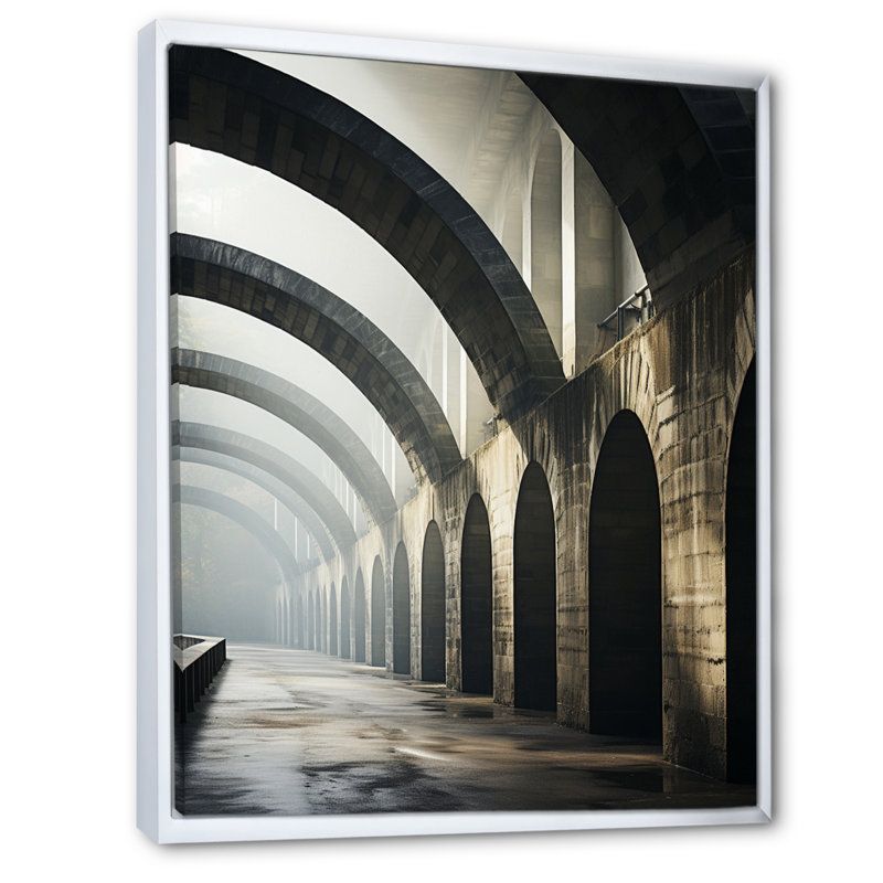 Klarita Beige Bridge Majestic Arch Graphite, H 44 po x l 34 po x P 1,5 po, Cadre flottant blanc