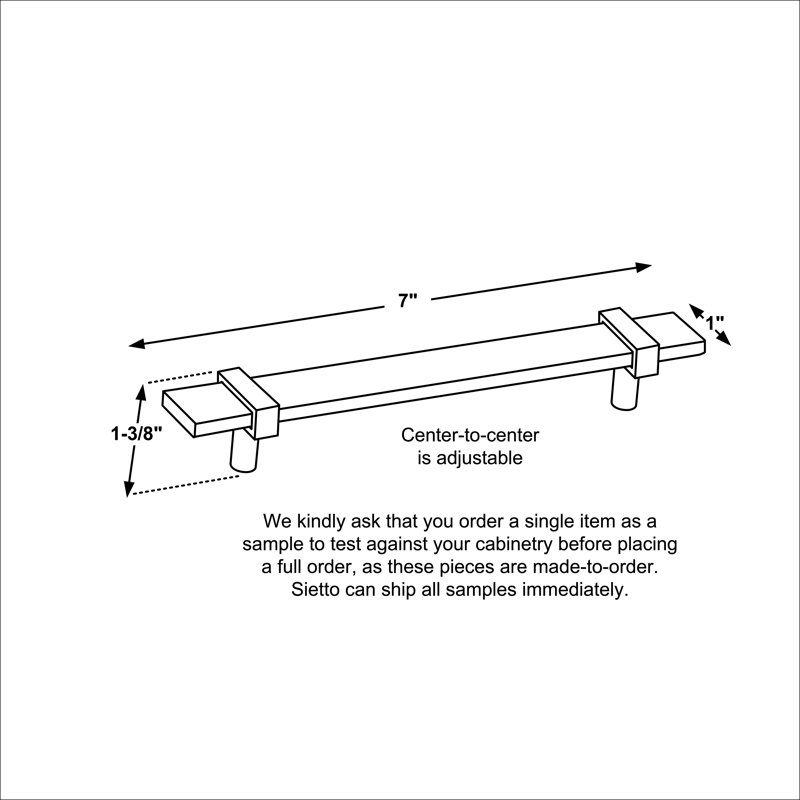 Adjustable 9" Length Bar Pull, Polished Nickel/Clear, 7"
