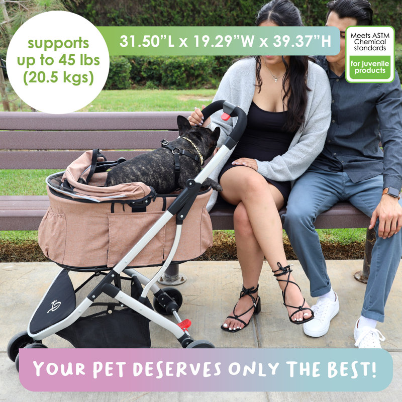 Desert Rose 3-in-1 Pet Stroller with Spacious Interior