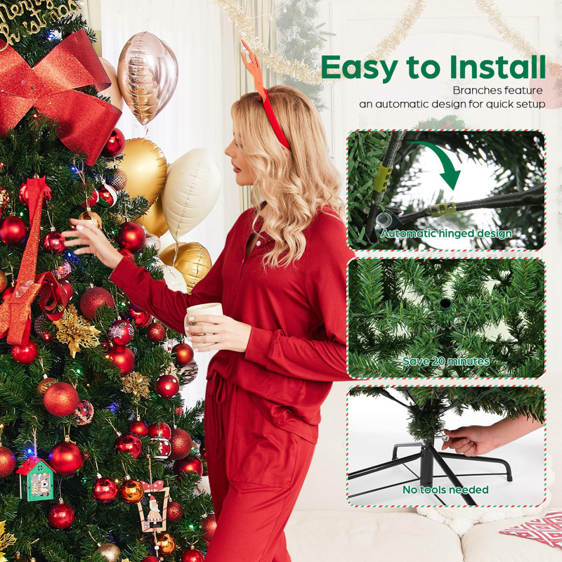 6ft Pre-Lit Artificial Christmas Tree with Stand and Multi-Color Lights