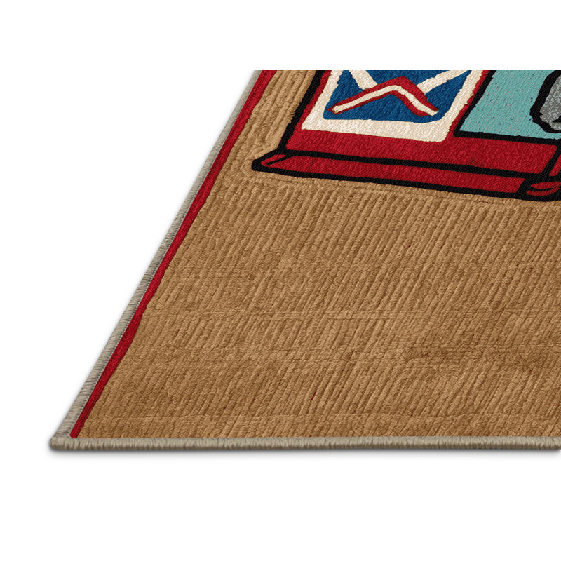 Machine Washable Transportation Brown Area Rug, Rectangulaire 2 pi x 3 pi