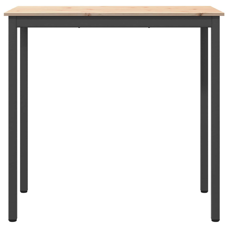 Solid Wood Top Metal Base Dining Table, 105cmH x 110cmL x 55cmW, Natural, Black