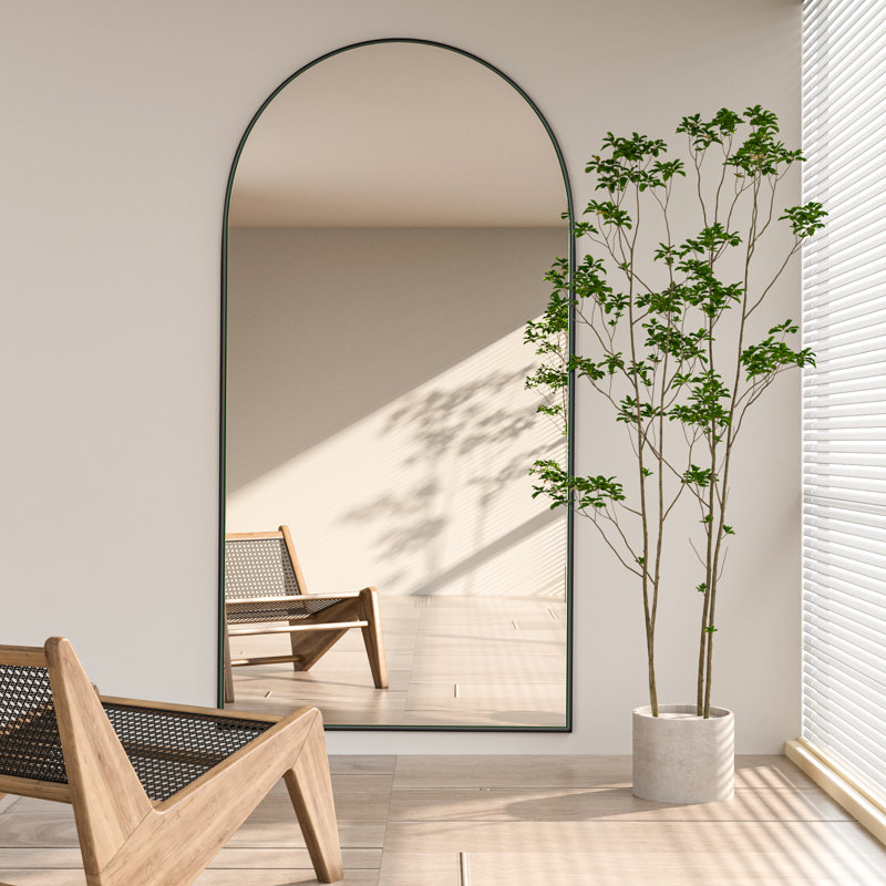 Miroir de plancher en bois massif Taziyah, Noir, H 71 po x l 28 po
