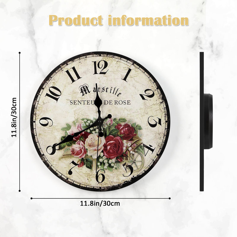 Dilmurat 12”MDF Wall Clock - Rose