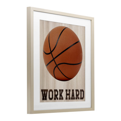 Work Hard Basketball Framed Print Under Glass, design by Marcus Prime