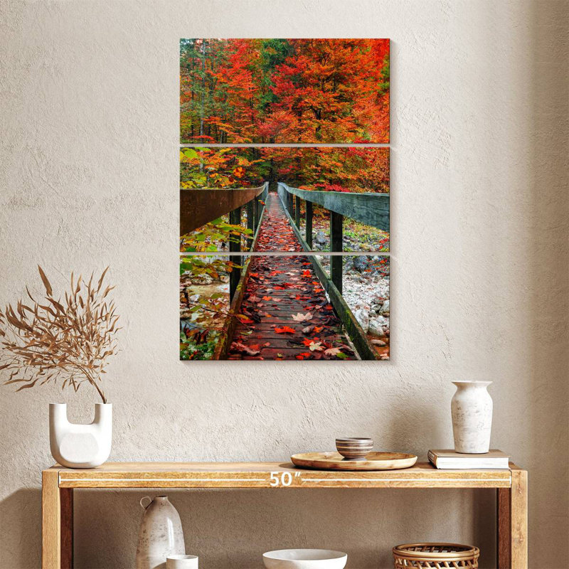 Lilie Narrow Autumn Footbridge, 38" H x 24" W
