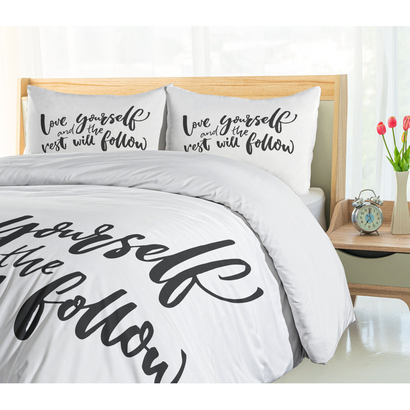 Quote Modern & Contemporary Polyester Patterned Duvet Cover, Queen
