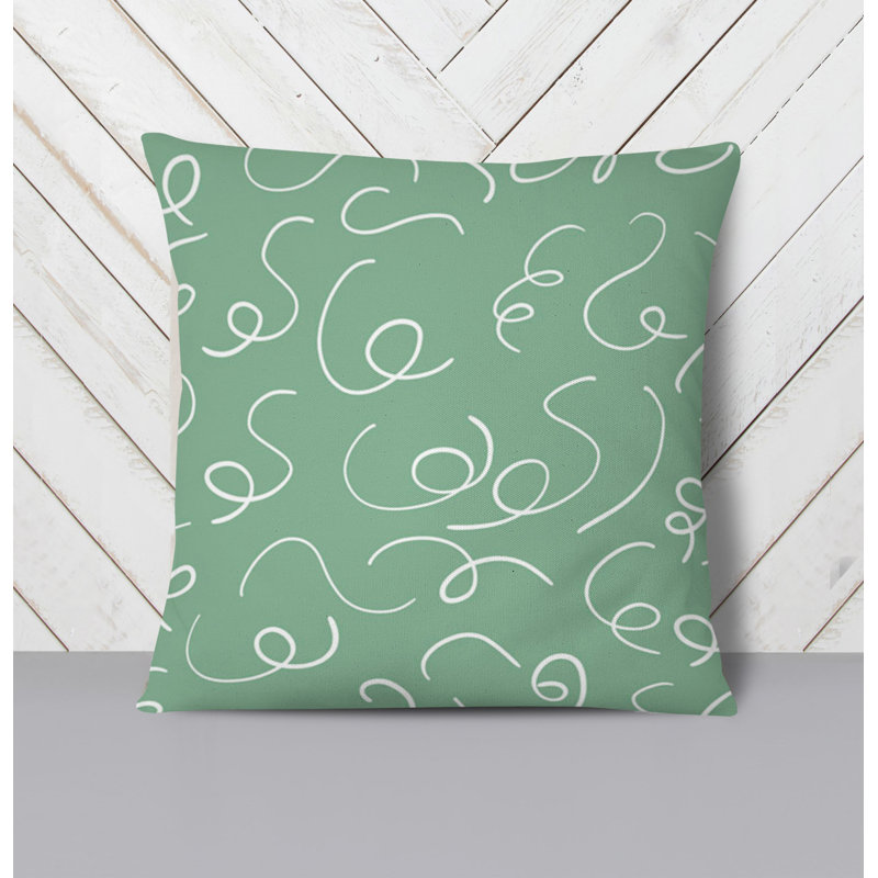 Throw Pillow With Insert, White/Green Abstract 9, 20"H x 20"W