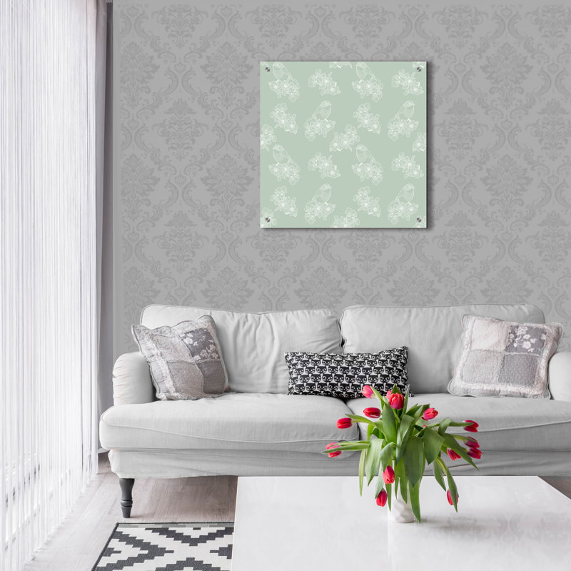 «Pure Robin Bird Floral Motif Floral» par Sabrina Balbuena Wal Art, H 24 po x l 24 po x P 0,2 po