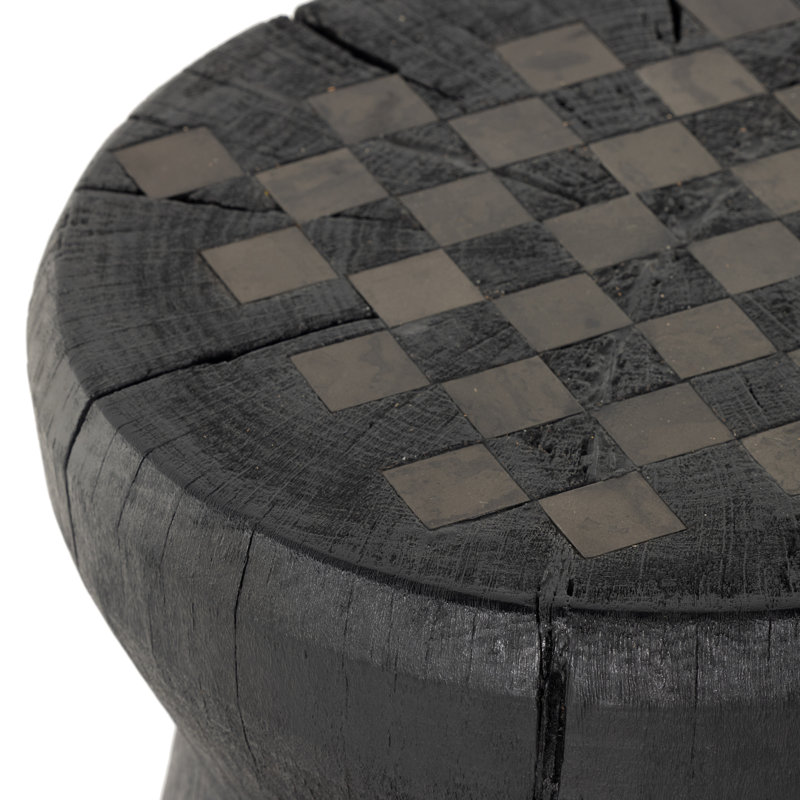 Wesson Chess Table, Carbonized Black/Ivory