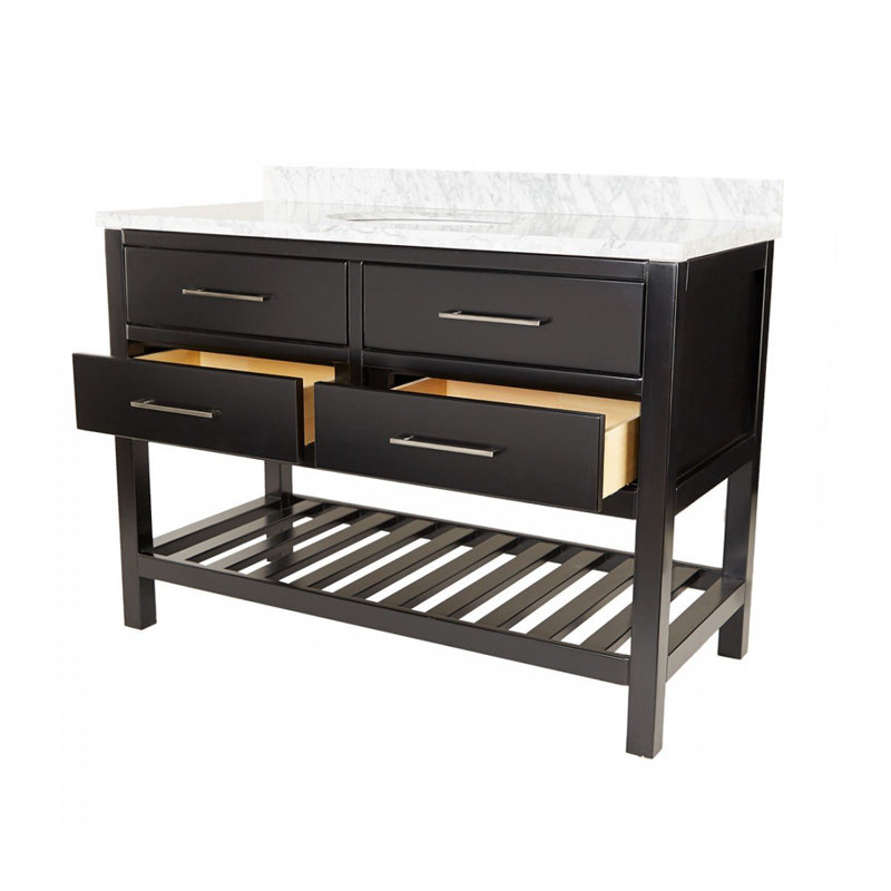 Meadowbrook 48'' Single Bathroom Vanity with Ceramic Top, Black