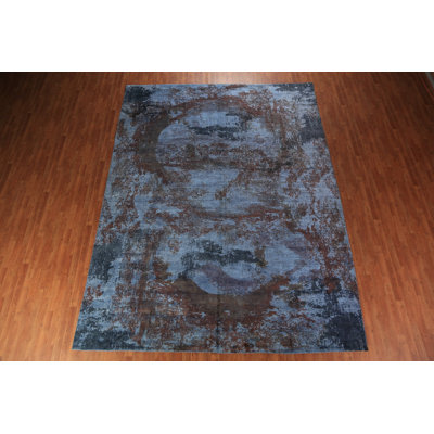 Tapis bleu à motif abstrait All-Over 10 x 13