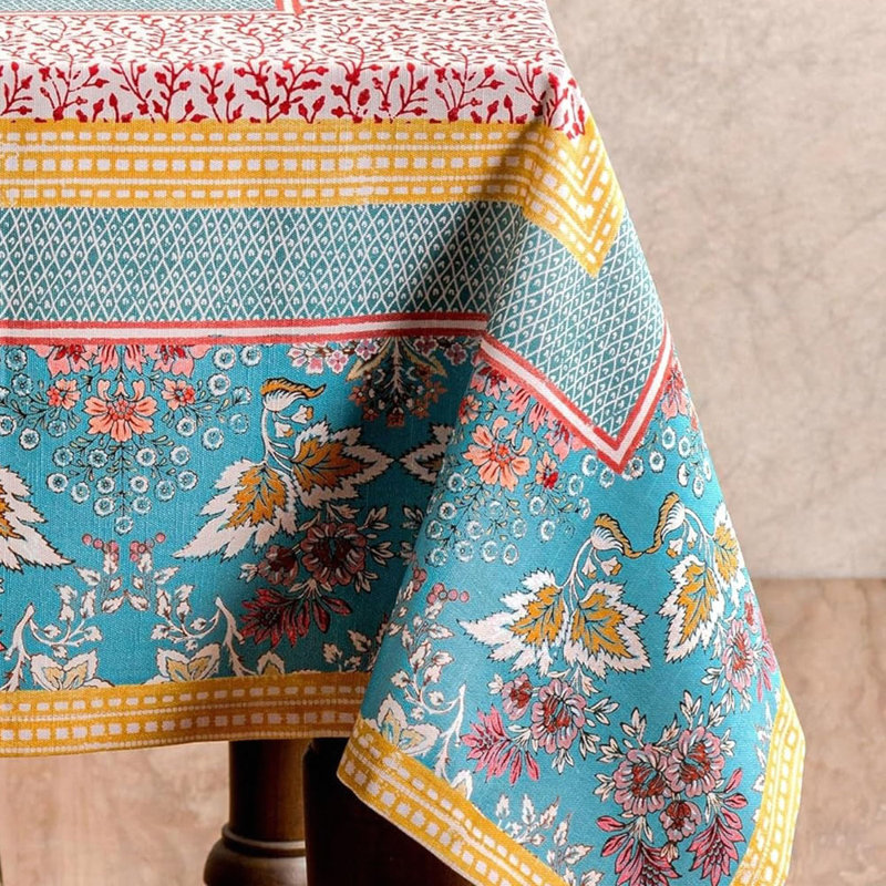 Table Cloth Rectangle Table Cotton 230 cm x 140 cm Tablecloth Reusable Everyday Use (Marquise)