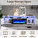 Bhhatu Modern Floating Fireplace TV Stand with Storage & High Gloss Geometric Doors