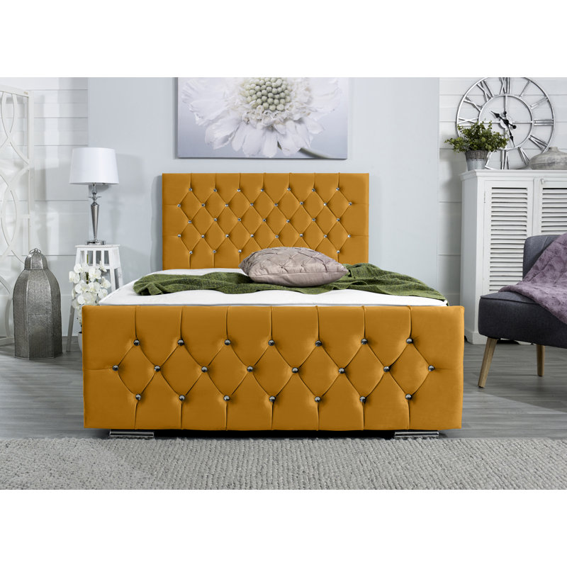 Chesser Upholstered Bed Frame, Kingsize (5'), Mustard