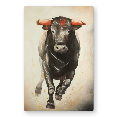 Bull Running - Living Room Farm Animals Metal Print Decor