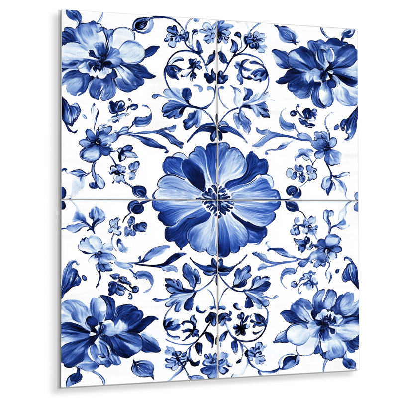 Carreaux hollandais, motif floral, impression bohémienne, L 34 po x H 44 po