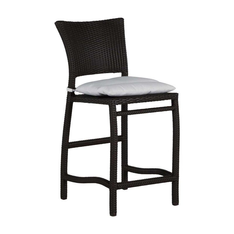 Skye 24" Patio Bar Stool with Cushion, Black Walnut, Dove Sunbrella® Linen, Welt