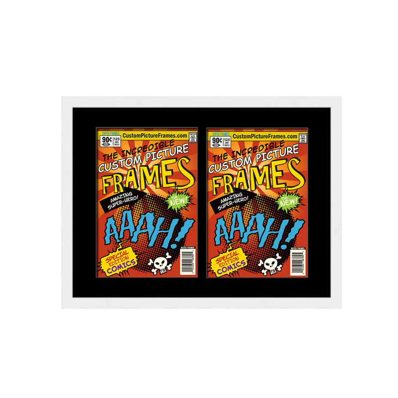 Wood Picture Frame with Mat, 7.25" x 10.5", White/Black