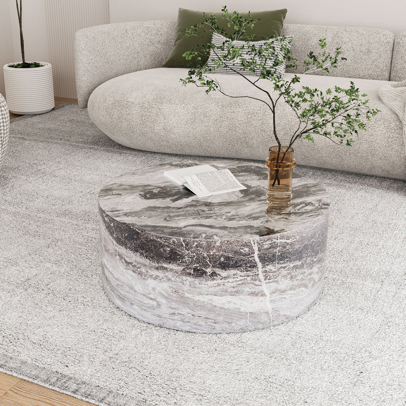 23.6"  Round Coffee Table, Gray, 11.8" H x 23.6" L x 23.6" W