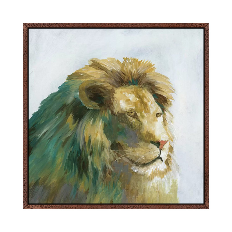 Jade Lion - Painting on Canvas, Classic Brown Wood Framed, 66.04 cm H x 66.04 cm W