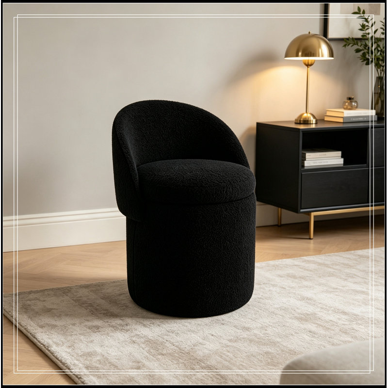 Fauteuil demi-tonneau avec rangement à plateau rabattable, Black