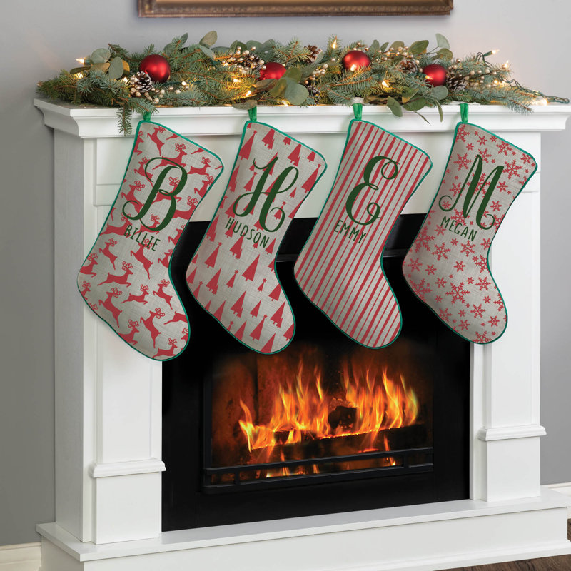 Bas de Noël rétro à garniture personnalisée, Oui